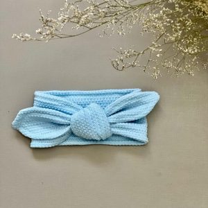 Faixinha De Cabelo Tricot Azul Bebe