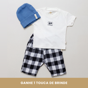 look Infantil Completo com Camiseta, Calça Veludo e Touca