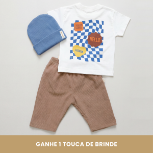 look Infantil Completo com Camiseta, Calça Veludo e Touca
