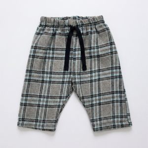 Calça Bebê Flanela Unissex Xadrez Cinza